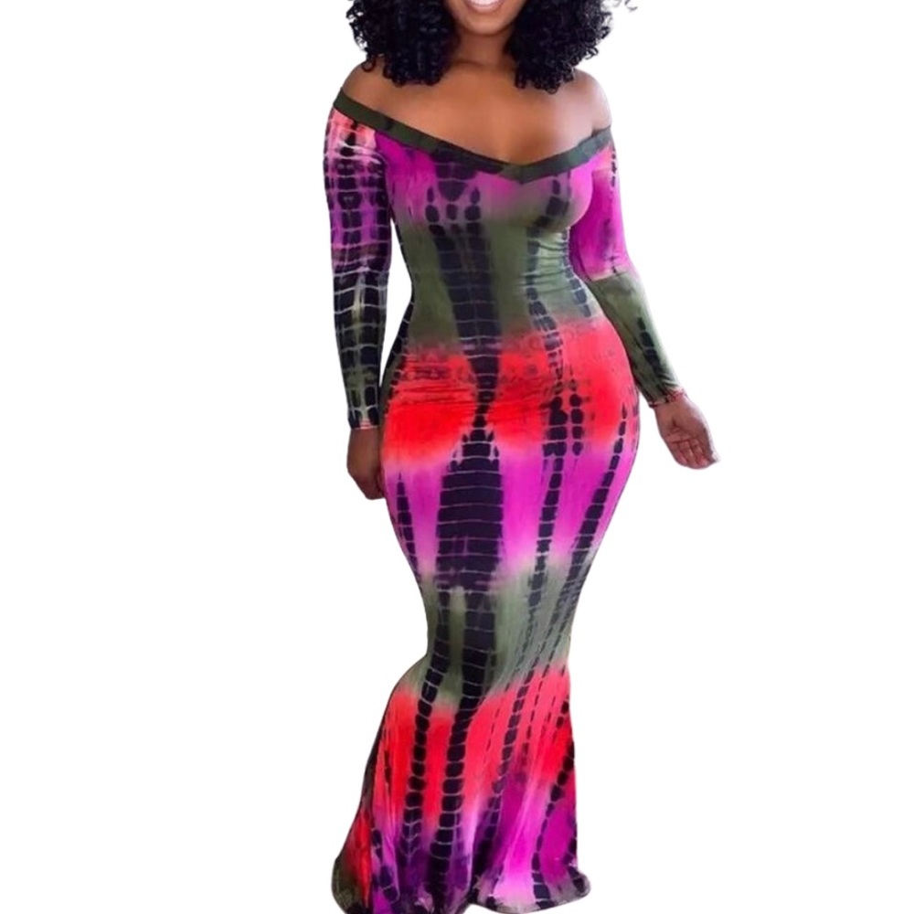LAST ONE! Tie-Dye Print Maxi Dress-XL